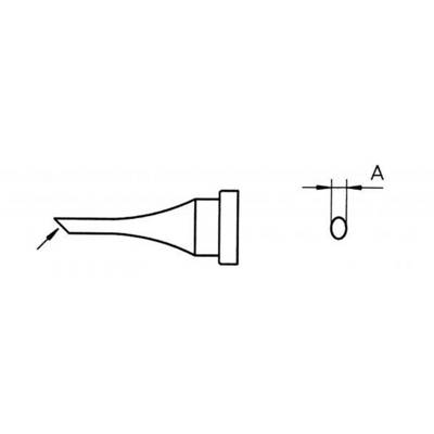 Pointe de fer à souder et vue en coupe. Montre la forme et la section transversale d'une pointe de fer à souder utilisée pour un soudage précis.