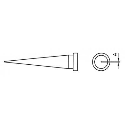 Dessin technique d'une buse conique avec diamètre A, vue latérale et vue supérieure.