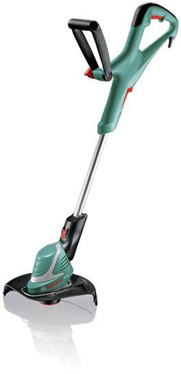 Coupe-bordures avec manche vert et mât télescopique argenté, adapté pour couper précisément l'herbe dans des zones difficiles d'accès.