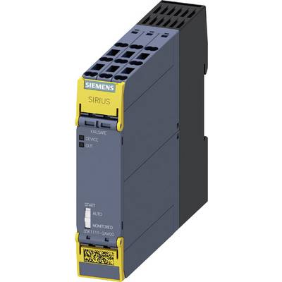 Appareil électronique avec étiquetage jaune SIEMENS SIRIUS. Présente des commutateurs pour 'DÉMARRAGE', 'AUTO', 'SURVEILLÉ' et des indicateurs de statut.