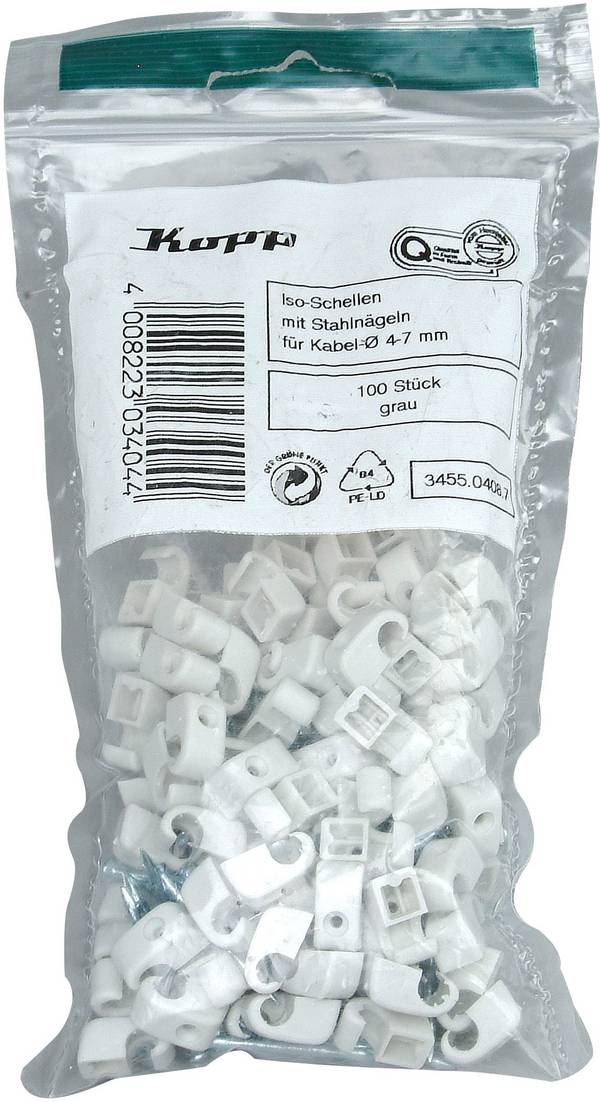 Kopp 345504087 Cavalier  345504087 Plage de Ø du faisceau 4 à 7 mm   gris 100 pc(s)