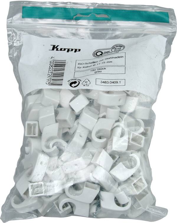 Kopp 348304091 Cavalier  348304091 Plage de Ø du faisceau 10 à 14 mm   gris 100 pc(s)