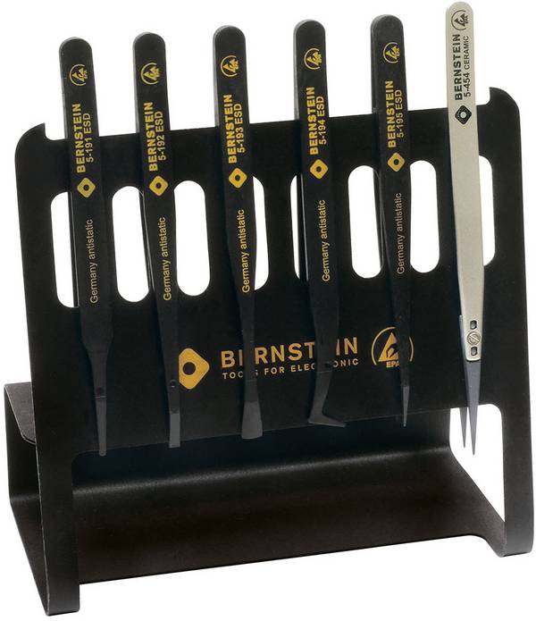 BERNSTEIN Tools for Electronics 5-190 V  Jeu de pinces brucelles 6 pièces  pointue 150 mm
