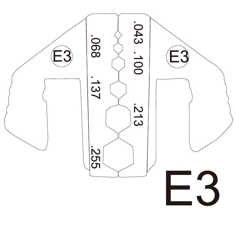 Gabarit de démolition E3 avec des dimensions continues de 0,68 à 2,55 pour un travail précis.