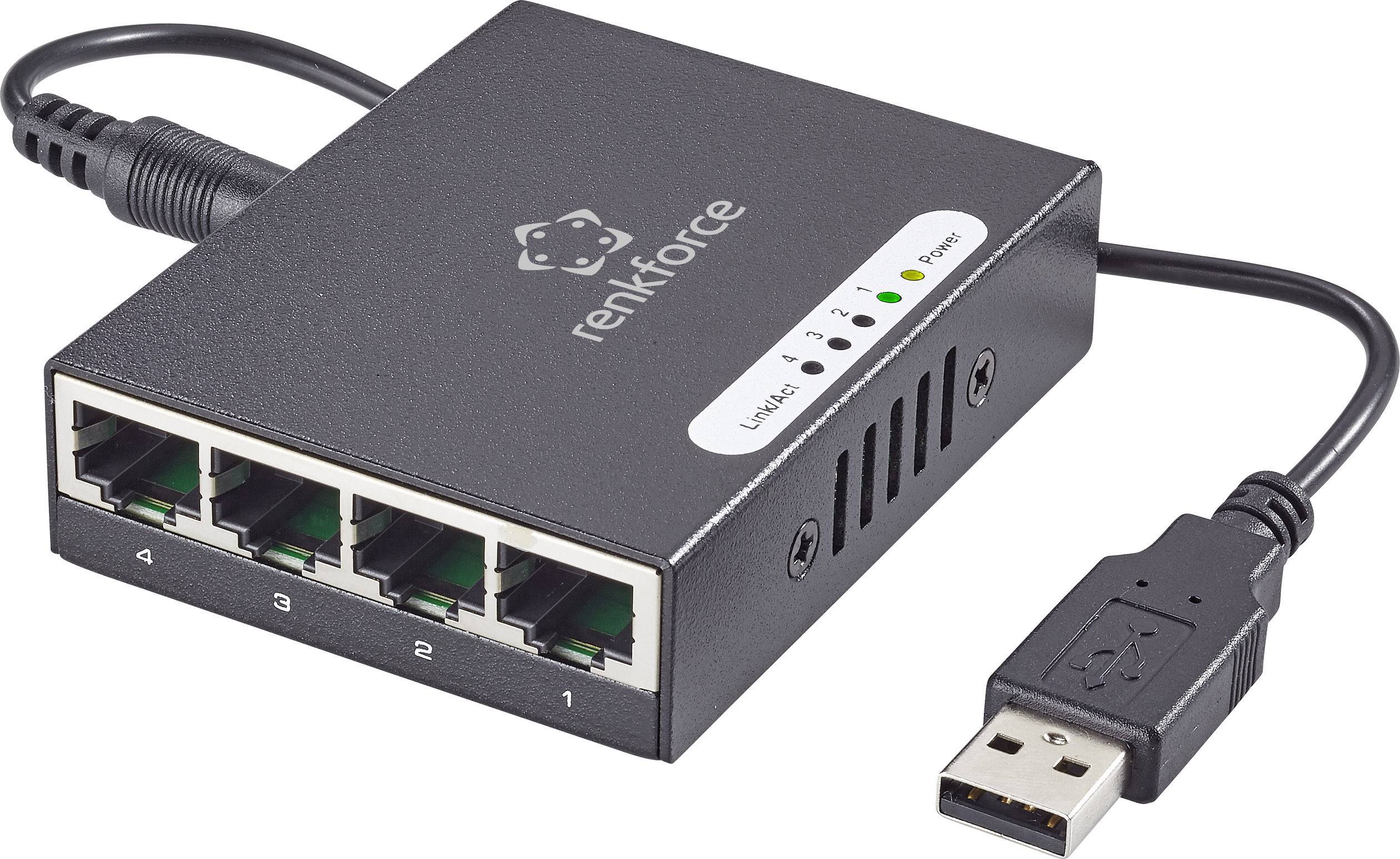 Renkforce RF-4270245 Switch réseau 4 ports 1000 MBit/s alimentation USB