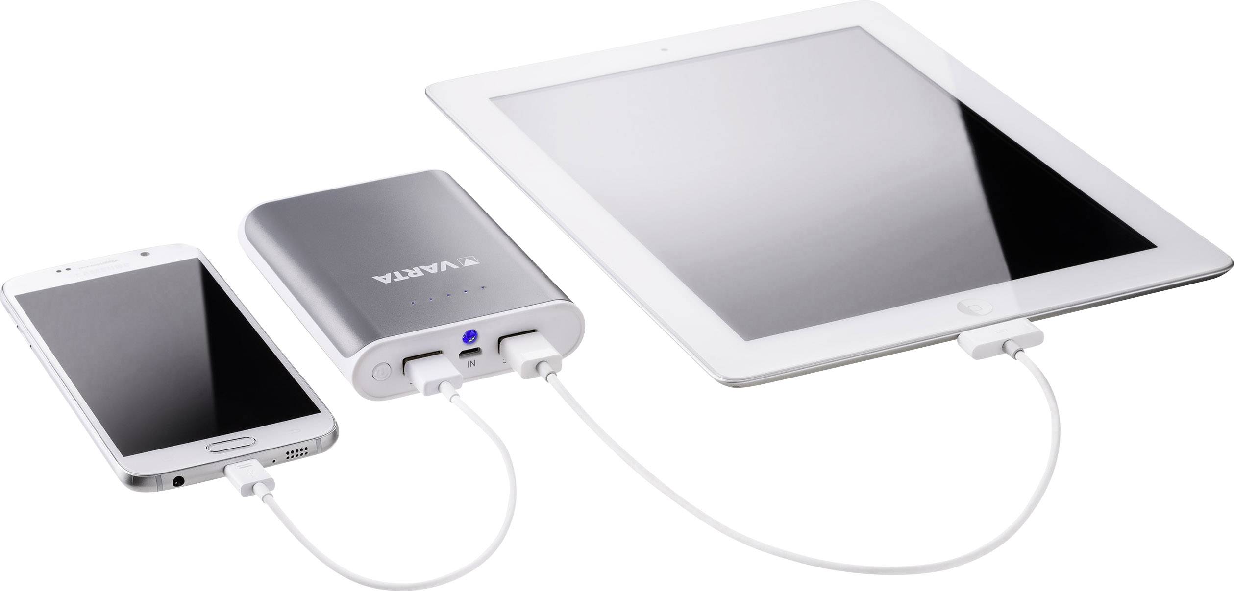 Varta Powerpack family 10400 Powerbank (batterie supplémentaire) 10400 mAh Li-Ion Micro USB gris, blanc affichage du sta-3