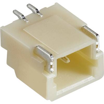Un connecteur rectangulaire de couleur marron clair, doté de deux broches métalliques sur le dessus, adapté aux appareils électroniques.
