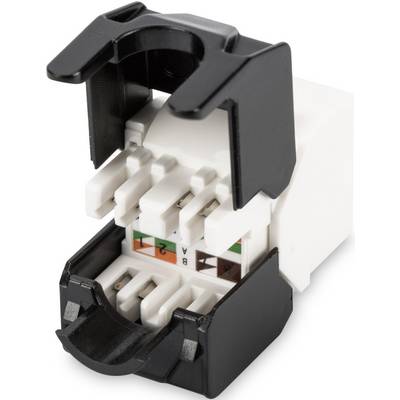 Panneau Keystone modulaire pour câblage réseau, montrant les faces intérieures et les connexions codées par couleur pour les raccordements de câbles.