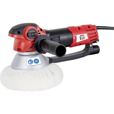 Meuleuse d'angle rouge avec poignée noire et pad de polissage blanc, adaptée aux travaux artisanaux et à l'entretien des véhicules.