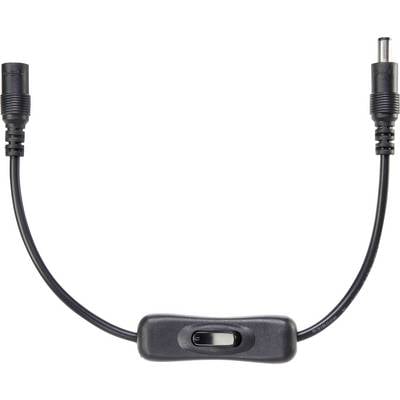 Câble noir avec deux fiches et une surface rectangulaire au milieu. Souvent utilisé pour les connexions électriques des appareils électroniques.