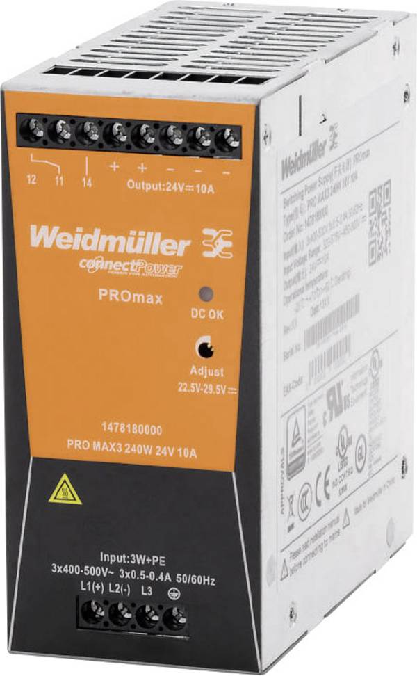 Weidmüller 1478180000 Alimentation rail DIN  12 V/DC 10 A 240 W   Contenu 1 pc(s)