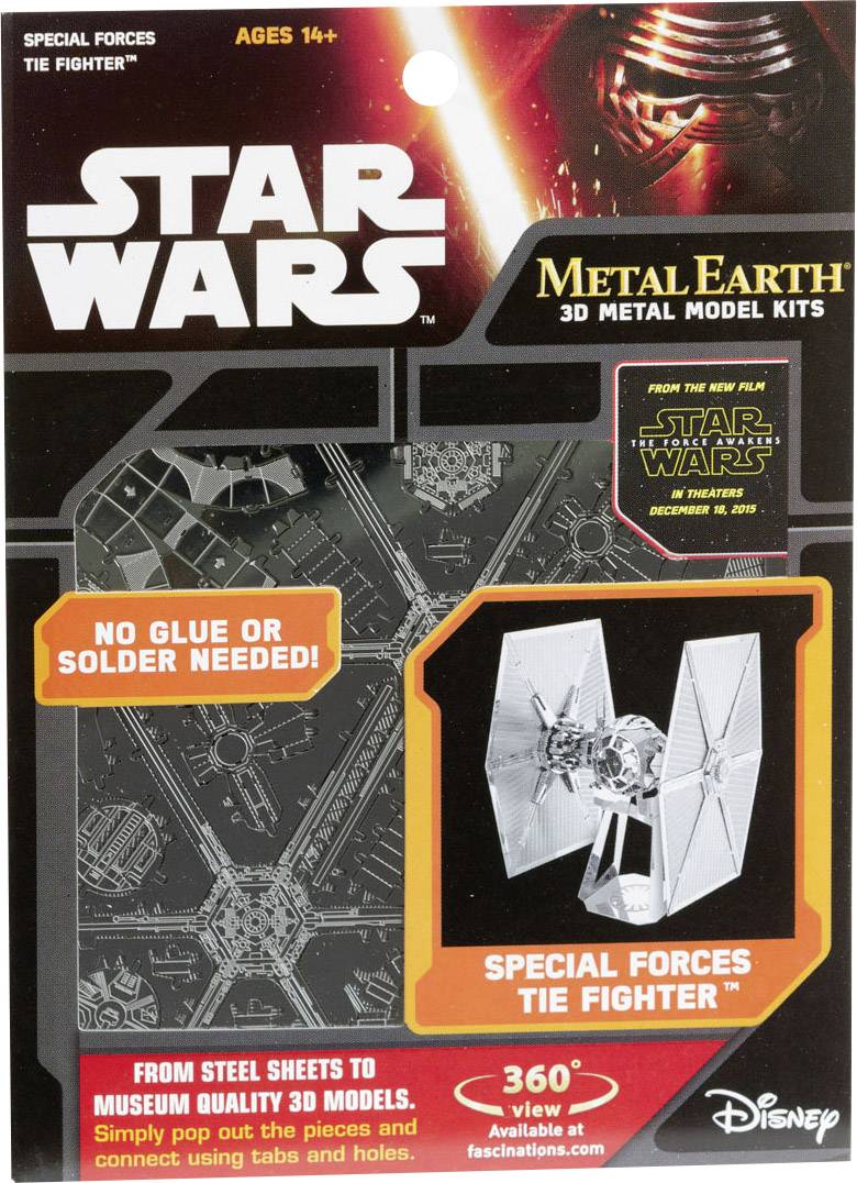 Maquette 3D en métal Star Wars 'Chasseur TIE des Forces Spéciales', ne nécessitant aucune colle, disponible à partir de décembre 2015.