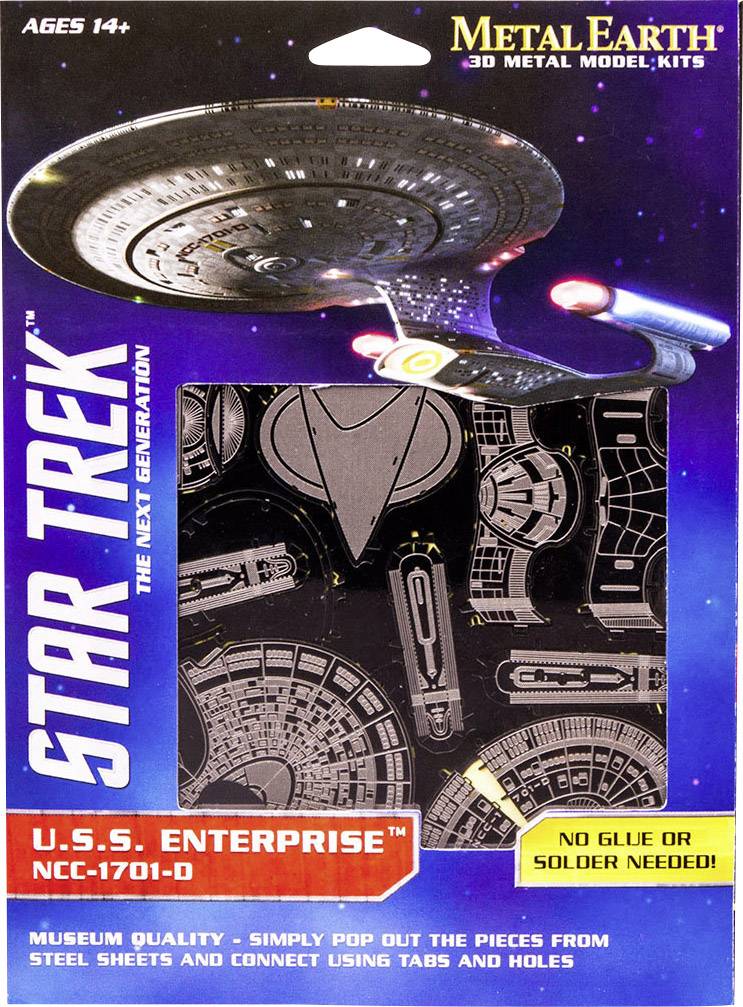 Kit de construction du vaisseau U.S.S. Enterprise NCC-1701-D de 'Star Trek La Nouvelle Génération'. Aucune colle ou soudure nécessaire. À partir de 14 ans.