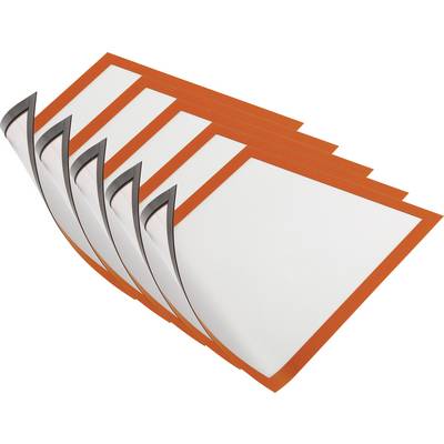 Cinq cadres magnétiques orange et blanc sont empilés. Les cadres sont légèrement courbés, de sorte que leurs faces magnétiques arrières sont visibles.