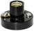 Support d'ampoule rond noir en plastique avec deux vis de fixation. Surface supérieure filetée pour l'ampoule.