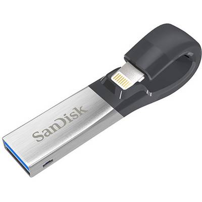 Mémoire supplémentaire USB pour smartphone/tablette SanDisk iXpand™ noir, argent 128 GB USB 3.2 (1è gén.) (USB 3.0), Lig