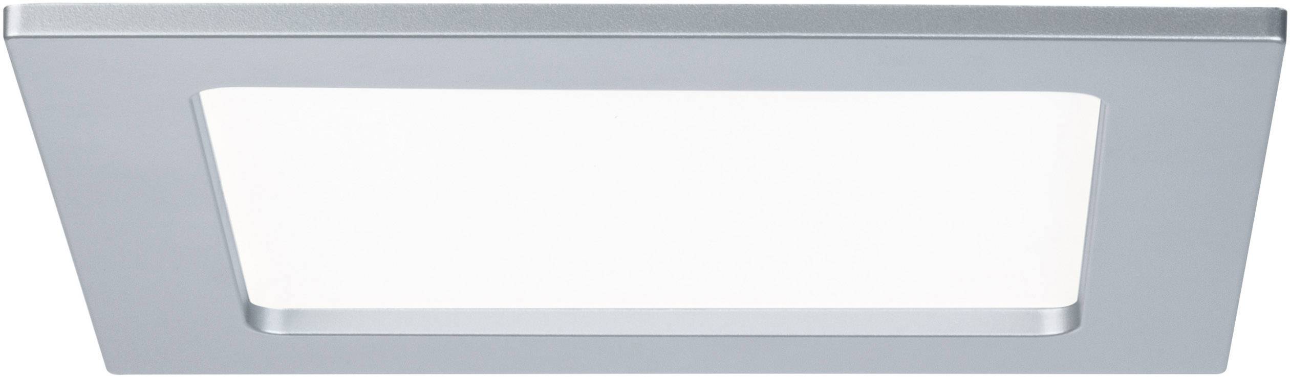 Un luminaire encastré de plafond LED rectangulaire en argent, au design plat, avec une zone lumineuse blanche. Principalement adapté aux intérieurs modernes.