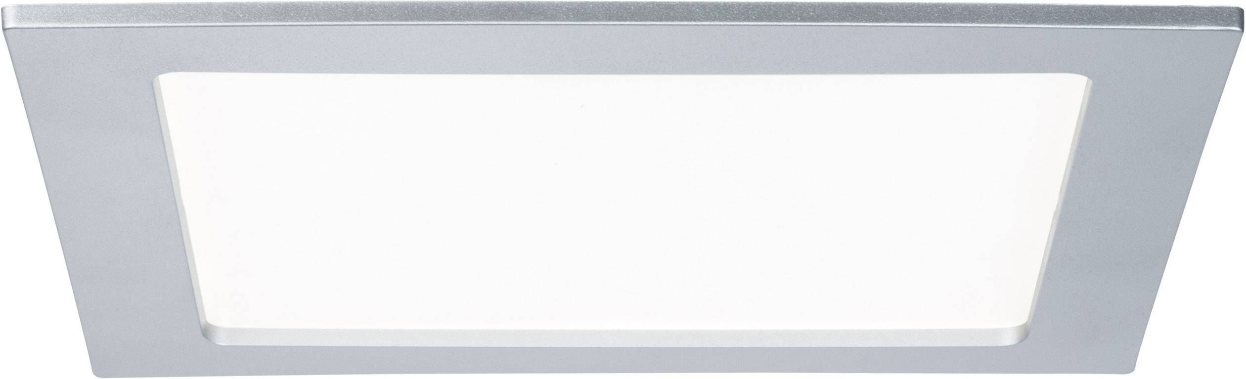 Un panneau LED rectangulaire avec un cadre argenté, illuminé de manière uniforme et lumineuse.