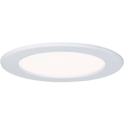 Luminaire de plafond rond et plat avec un bord blanc, doucement éclairé, potentiellement adapté aux espaces de vie.