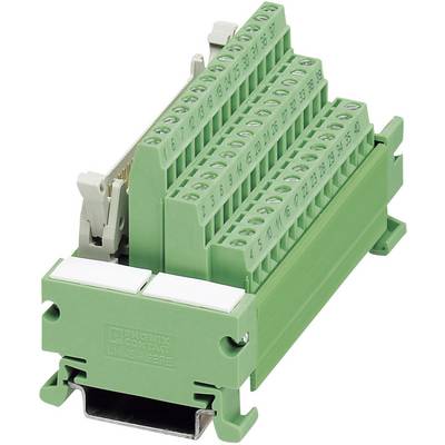 Bloc de bornes électrique vert en série avec de nombreux points de connexion et numérotations, montable sur rail.