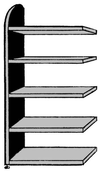 'Étagère murale en bois haute à 5 niveaux, ouverte sur le côté, adaptée au rangement de livres ou à la décoration.'