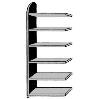 Étagère à six niveaux avec des tablettes simples, idéale pour l'organisation de livres ou d'objets de décoration.