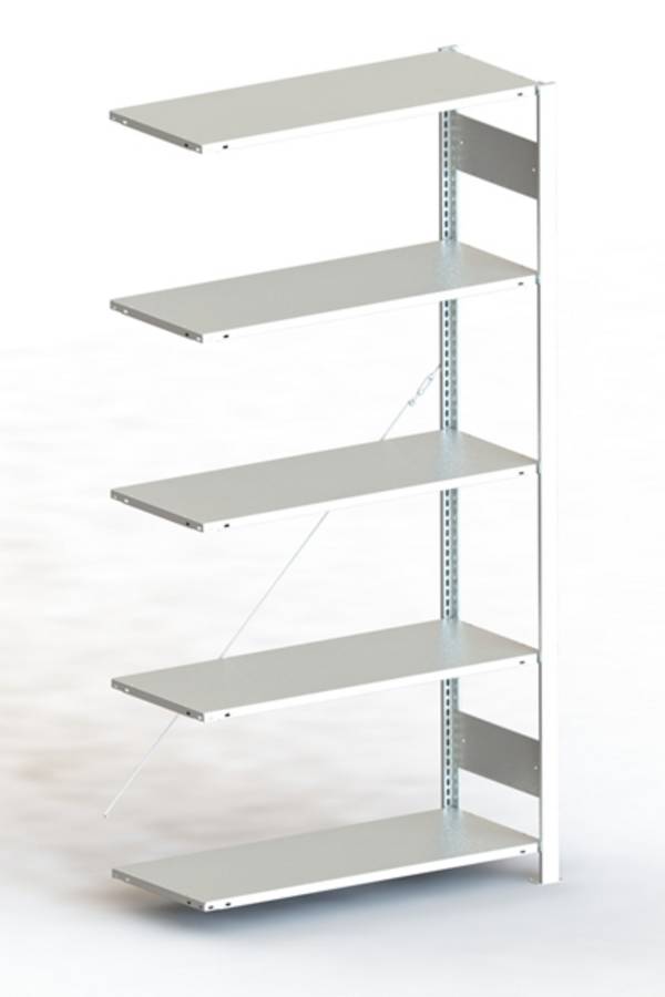 Rayonnage à tablettes - Module d'extension META Regalbau 95661 80 kg (l x H x P) 1.006 x 2 x 43.6 m acier revêtement par poudre gris clair métallique