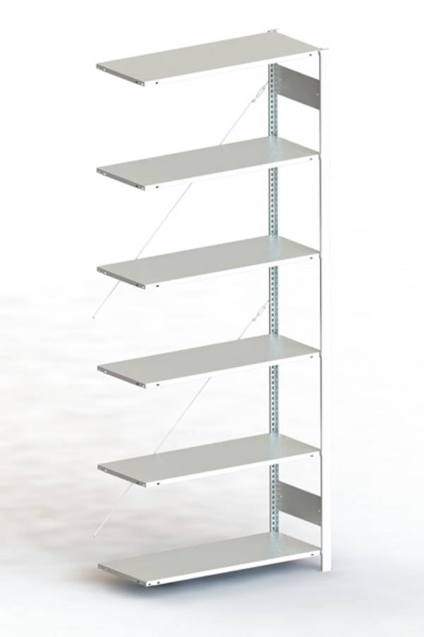 Rayonnage à tablettes - Module d'extension META Regalbau 95665 80 kg (l x H x P) 1.006 x 2.5 x 43.6 m acier revêtement par poudre gris clair métallique