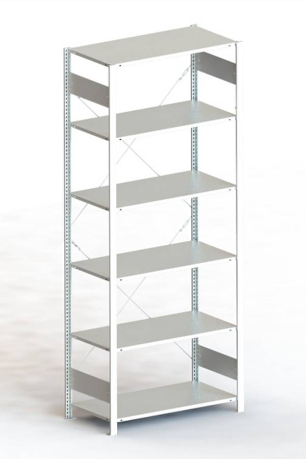 Rayonnage à tablettes - Module de base META Regalbau 95666 80 kg (l x H x P) 1.056 x 2.5 x 53.6 m acier revêtement par poudre gris clair métallique