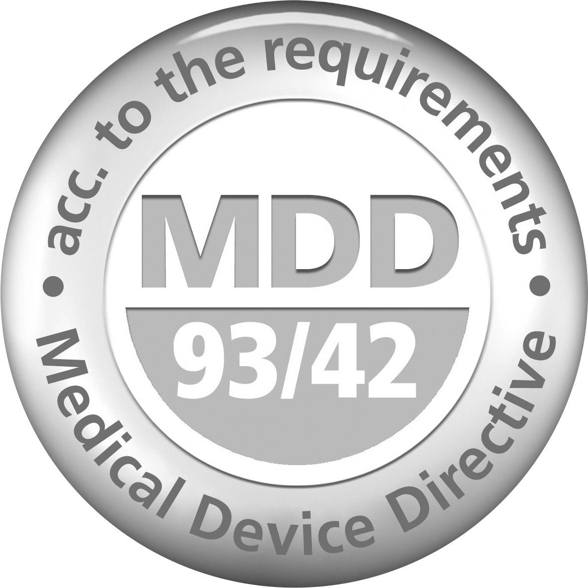 Directive relative aux dispositifs médicaux, DM 93/42 dans un sceau rond.