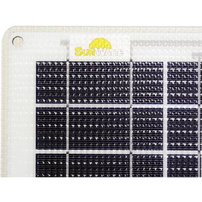 Module solaire à cellules carrées avec logo 'SUNWARE'.
