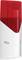 Une sirène blanche avec un compartiment supérieur rouge et transparent, portant le logo 'ABUS' sur la face avant.