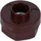 Bouchon de vis en plastique marron de forme cylindrique avec deux petits trous filetés sur la surface supérieure.
