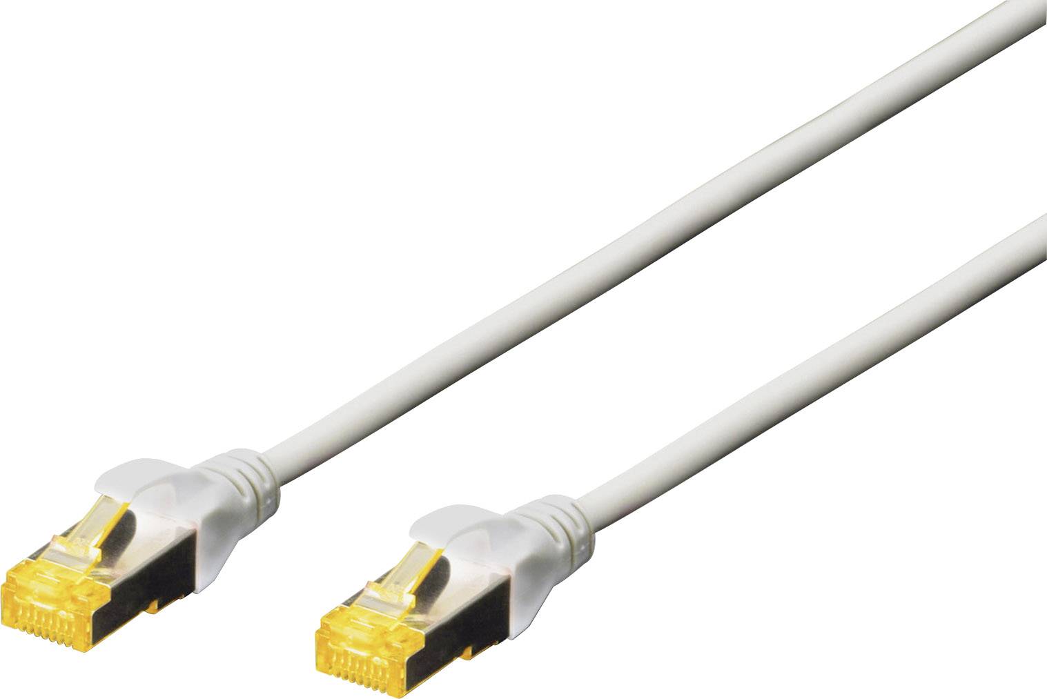 Deux câbles Ethernet blancs avec des connecteurs jaunes sont posés côte à côte, prêts à connecter des applications réseau.