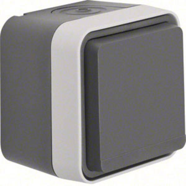 Prise 2P+T avec clapet Berker 47403515 W.1 apparent gris, gris clair