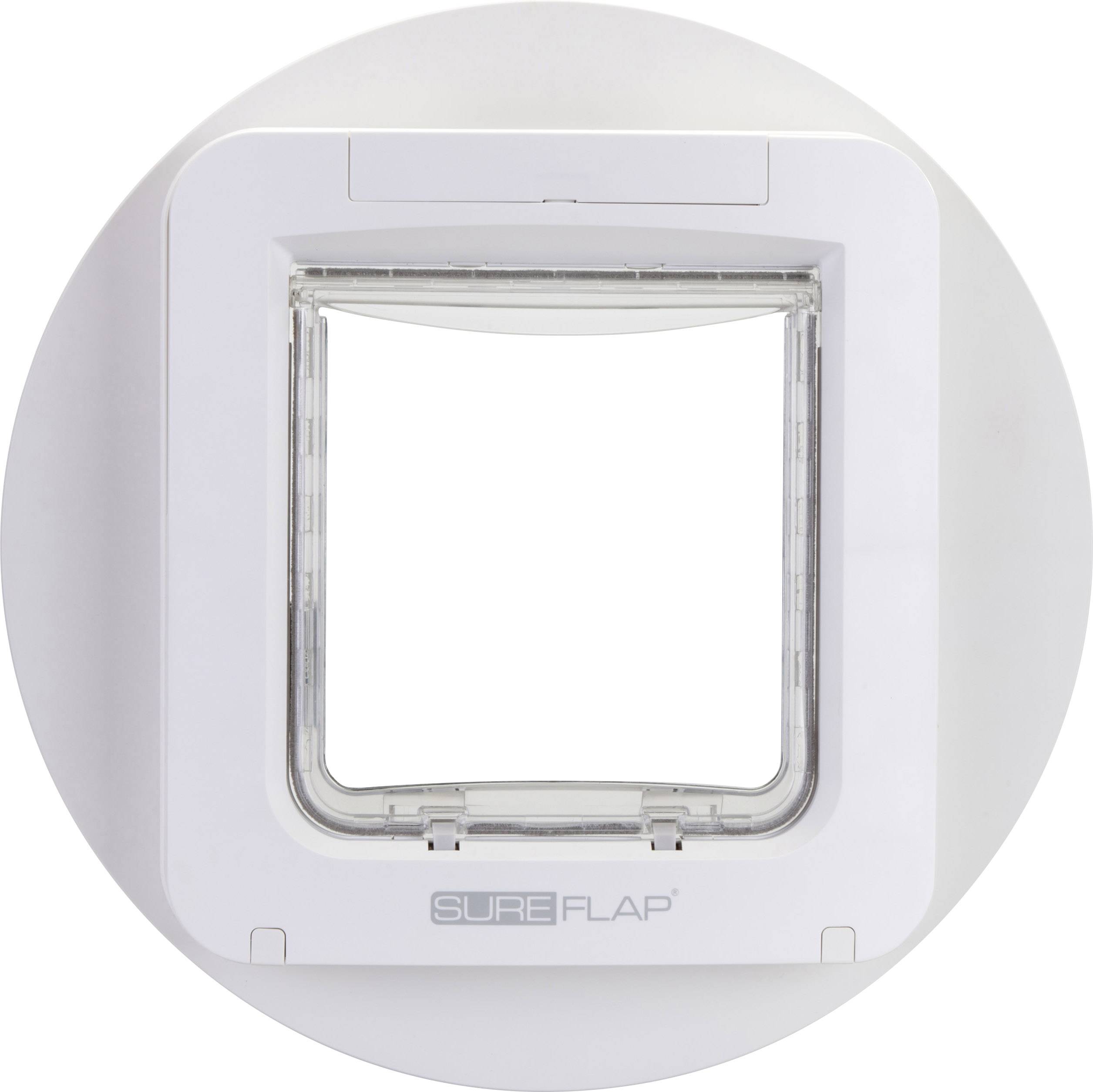 Chatière à reconnaissance de puce électronique SureFlap en blanc.