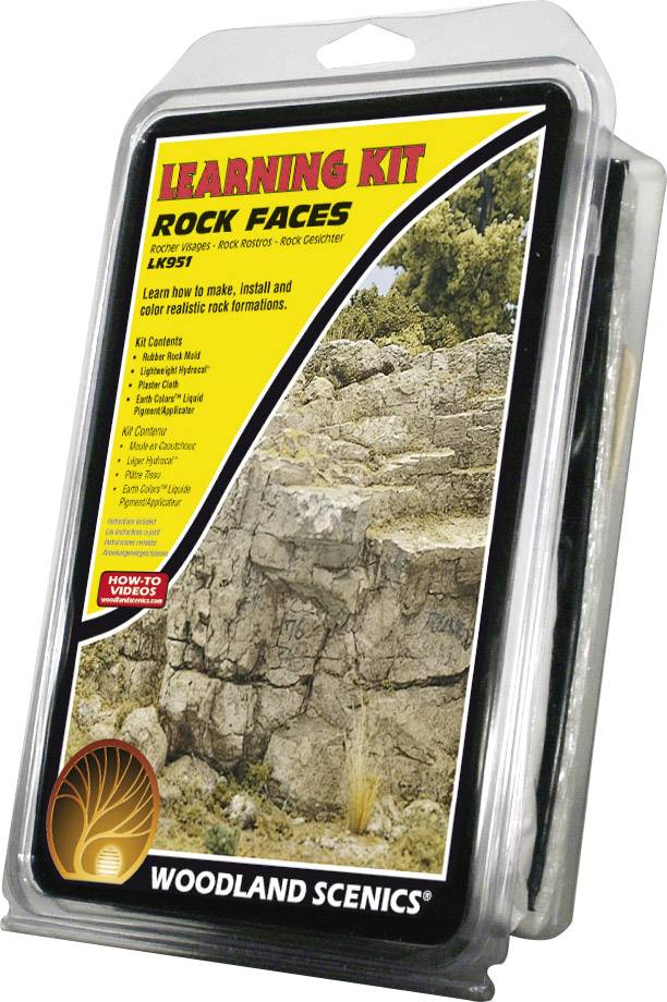 Kit d'apprentissage 'Learning Kit Rock Faces' de Woodland Scenics pour la fabrication et la peinture de modèles de roches dans des projets de maquettes.