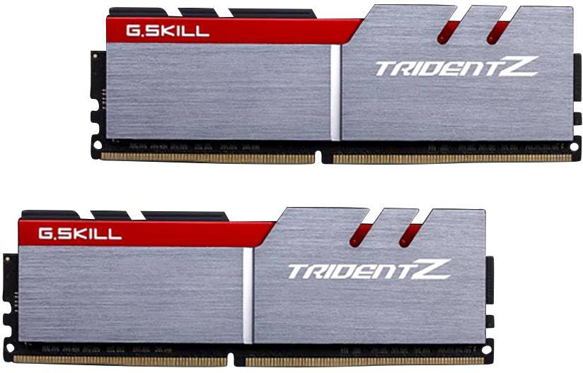Deux modules de RAM G.Skill TridentZ au design rouge et argenté ; essentiels pour un fonctionnement mémoire rapide dans les ordinateurs.