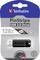 Clé USB 3.0 Verbatim PinStripe de 128 Go. L'emballage présente le connecteur USB, le logo et l'indicateur de vitesse.