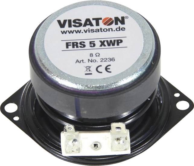 Un haut-parleur Visaton, modèle FRS 5 XWP, 8 ohms, numéro d'article 2236, avec marquage CE.