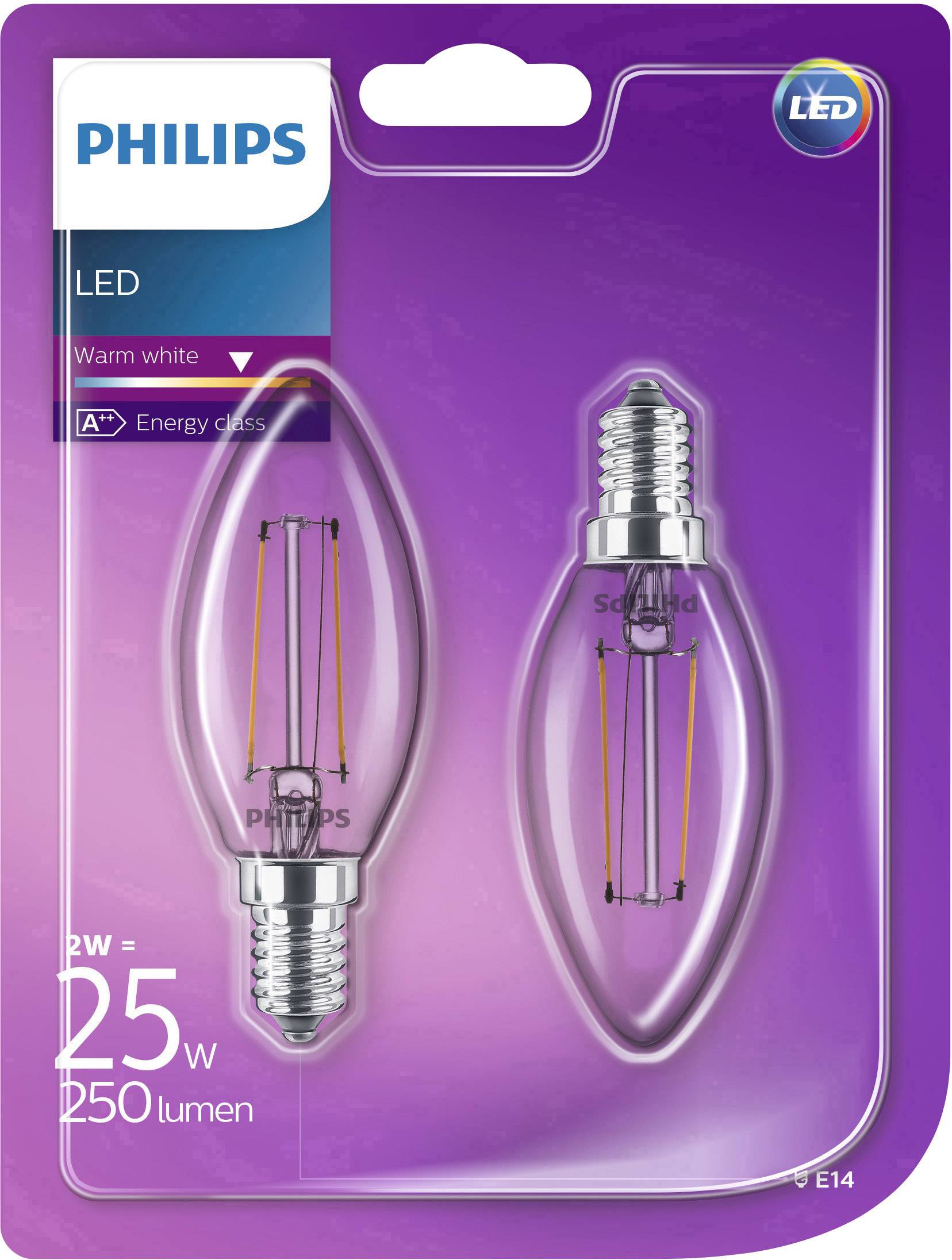 Ampoule LED E14 Philips Lighting 8718696587553 2 W = 25 W blanc chaud