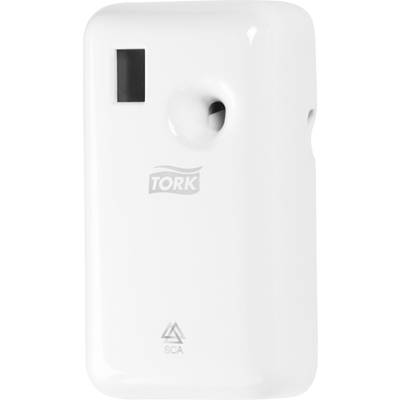 Désodorisant Tork Blanc avec ouverture de capteur, adapté pour une utilisation dans les toilettes publiques.