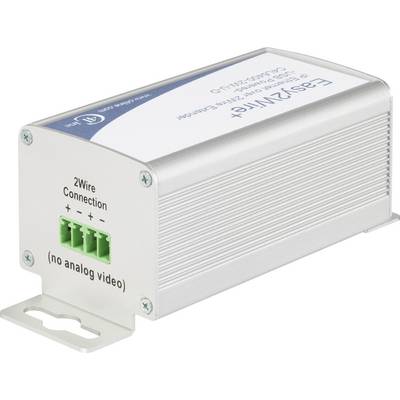 Petit dispositif argenté avec l'inscription « 2Wire Connection (no analog video) ». Dispose de quatre bornes de connexion vertes.