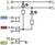 Schéma de connexion avec deux boutons-poussoirs S1 et S2, deux diodes et une ligne de terre PE. Représentation du câblage des circuits électriques.