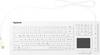 Clavier Keysonic KSK-6231 INEL (DE) blanc membrane en silicone, étanche (IPX7), éclairé, pavé tactile intégré, boutons de souris