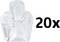 Récipient transparent en verre portant l'inscription « 20x », probablement pour indiquer un format d'emballage ou un conditionnement multiple.