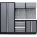 Poste de travail 1 avec plan de travail en acier inoxydable Kunzer WESS1 (l x H x P) 2275 x 2000 x 458 mm