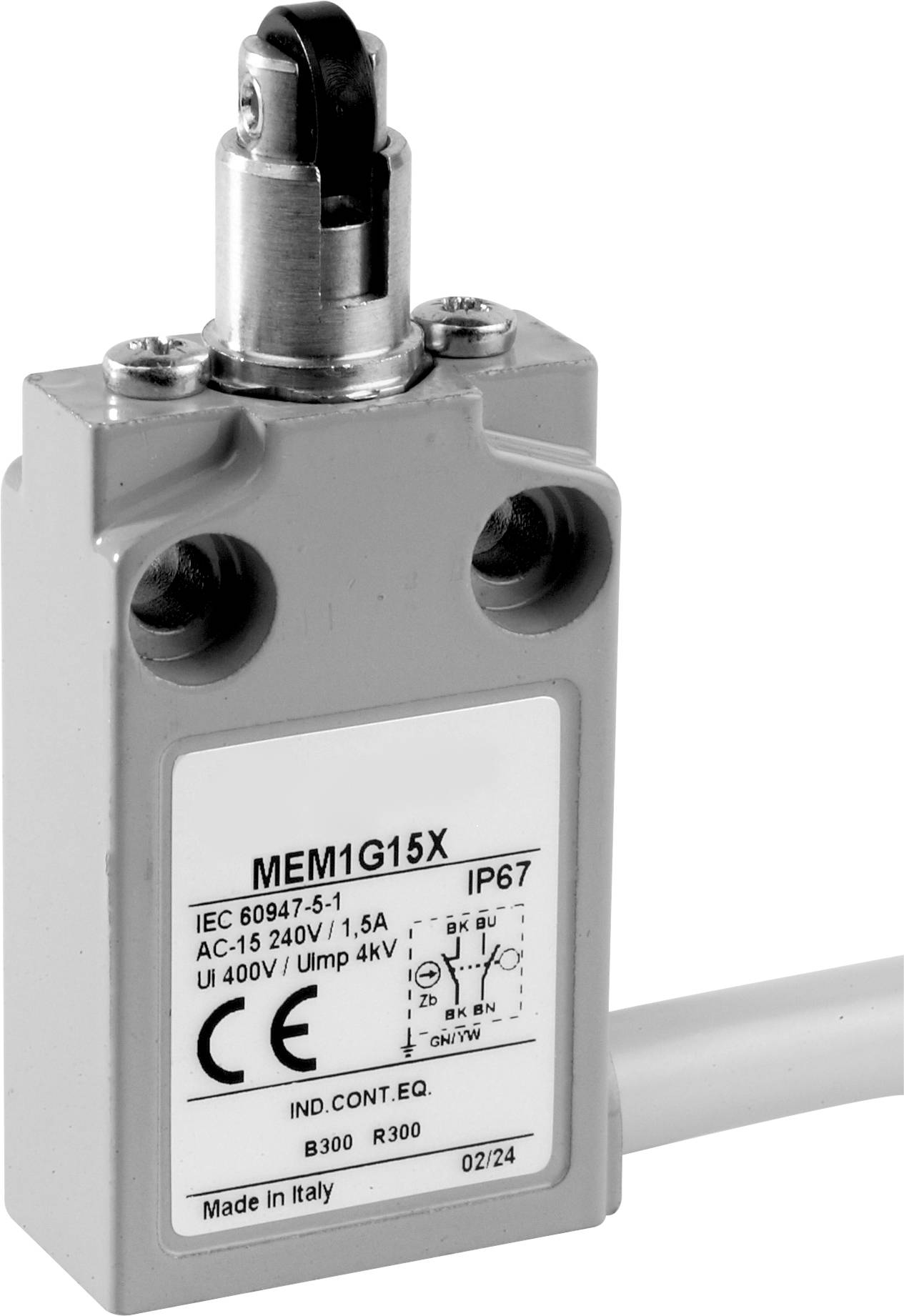Panasonic MEM1G15ZD MEM1G15ZD Interrupteur de fin de course 24 V 5 A poussoir à galet transversal IP67 1 pc(s)