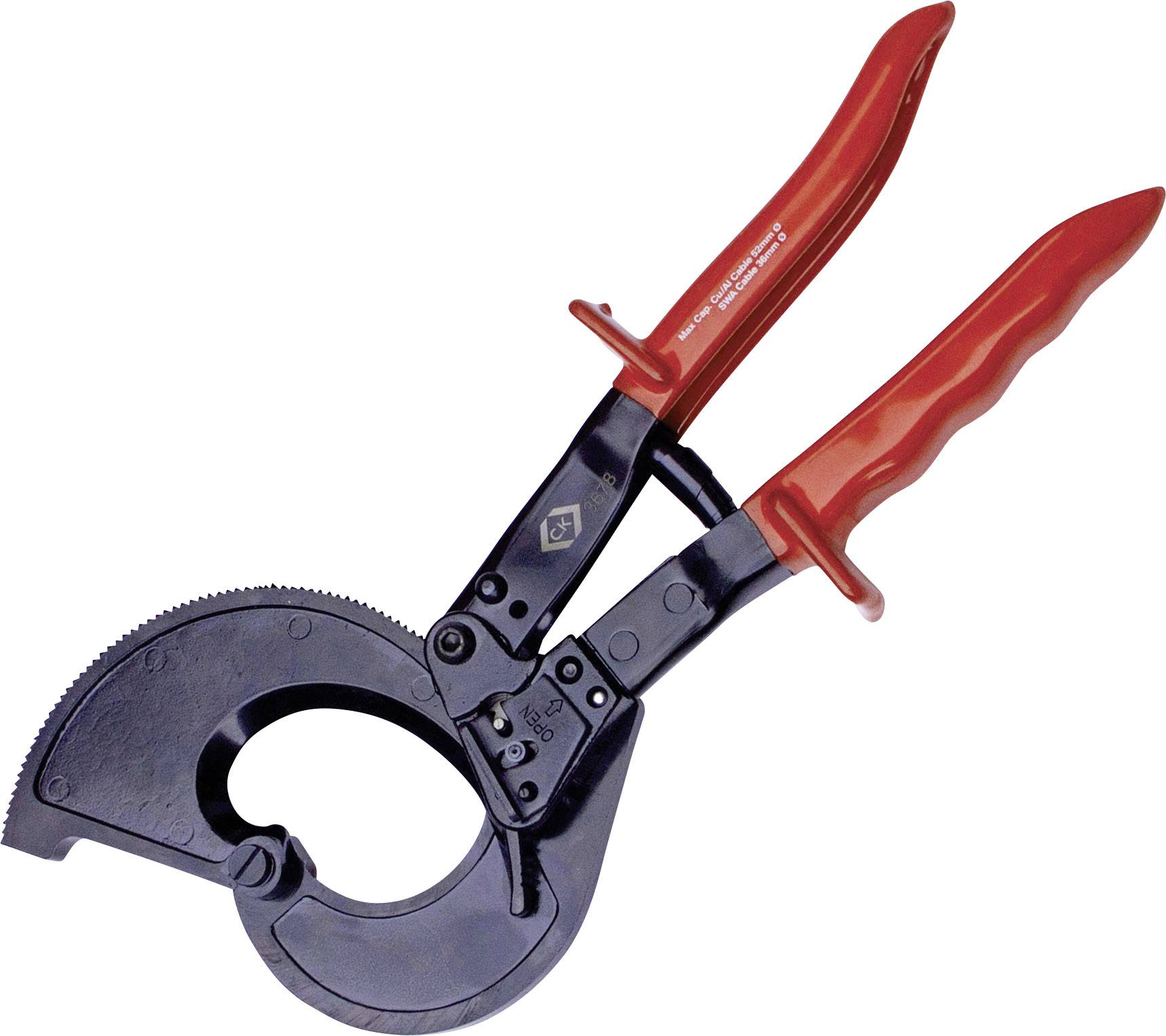 C.K T3678 Coupe-câble à cliquet Adapté pour (technique d'isolation) câbles armés d'acier, câbles en alu et en cuivre, à 