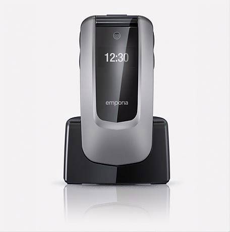 Emporia Comfort Téléphone portable à clapet pour séniors avec station de charge, Touche SOS gris sidéral-2